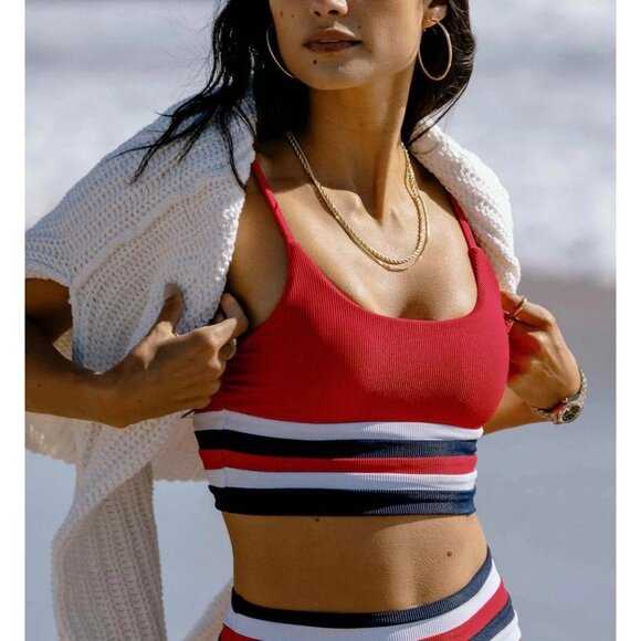 New Beach Riot Mae Top in America Color Block Size L - Picture 1 of 11